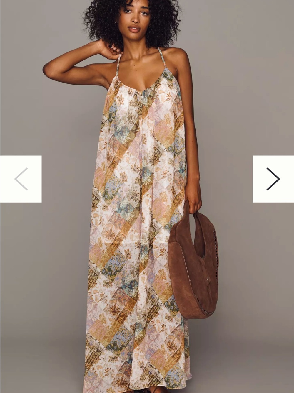 Anthropology dress Flowy Patchwork Maxi Dress in Muted Floral Tones